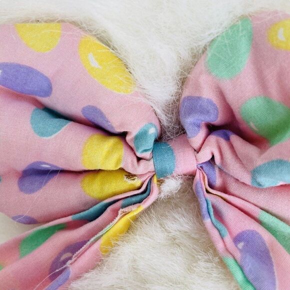 Vintage 90s Dan Dee White 14" Easter Bunny Rabbit Plush Jellybean Ears Bowtie - Picture 15 of 16